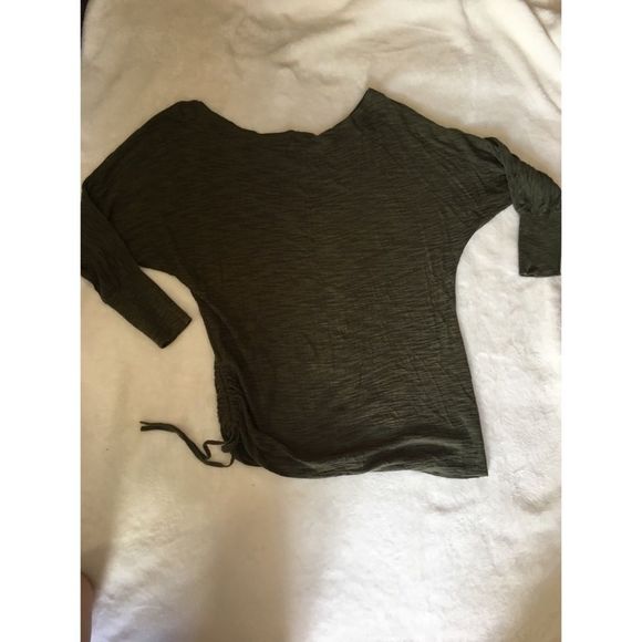 Express Olive Green Shirt with Gold dots size small - Picture 5 of 6